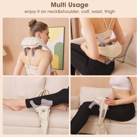Neck and Shoulder Massager with Heat - Cream and Gray - Picture 7 of 8